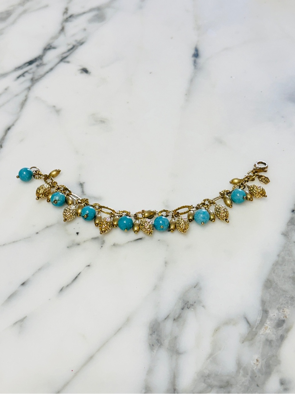 Etrusca Sterling Silver & 18K Gold Overlay Turquoise Charm Bracelet – Italy - Picture 3 of 15